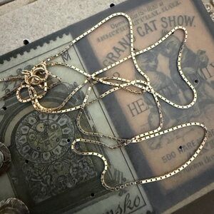 RARE 22" 14kt SOLID GOLD bold box link chain necklace shiny luxurious yellow gol